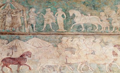 Španělsko, Aragon, Saragossa, palác Aljaferia, detail fresky od Benjamin Baud