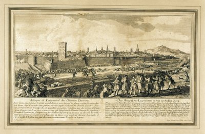 Španělsko: Válka o španělské dědictví (1714). Obléhání Barcelony. (rytina) od Unbekannter Künstler