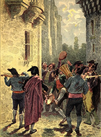 Španělská serenáda. Rytina v knize "The Peoples of the Earth" 1890. od Unbekannter Künstler