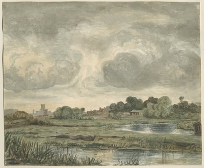 Stafford - vzdálený pohled z východu: malba akvarelem, nd [~19. století] od Unbekannt