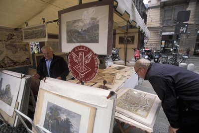 Stánek s tiskem, Piazza del Carmine, Milán, Lombardie, Itálie od Unbekannt