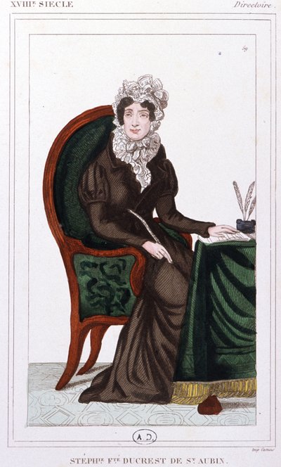 Stephanie Ducrest de Saint-Aubin hraběnka z Genlis, asi 1810 (rytina) od Unbekannter Künstler