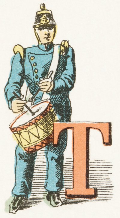T - Tambour - Childish Alphabet, Editions Gordinne 1920 (rytina) od Unbekannt