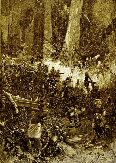 Ašantská válka v roce 1900: Boj v pralese od Unbekannter Künstler