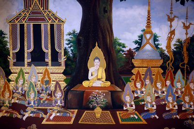 Život Buddhy, nástěnná freska, chrám Wat Botum, Phnom Penh, 2022 (foto) od Unbekannter Künstler