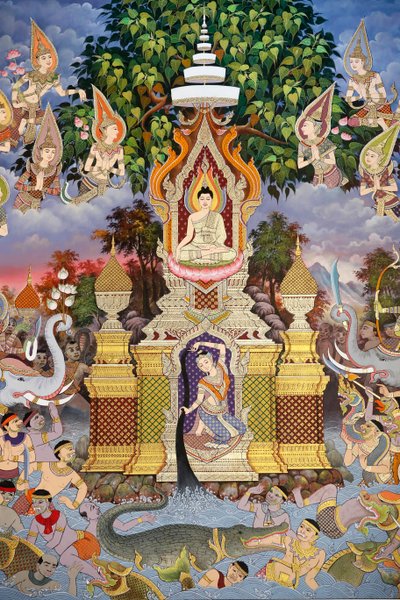 Život Buddhy, nástěnná freska, klášter Wat Maniratanaram, Phnom Penh, 2022 (foto) od Unbekannter Künstler