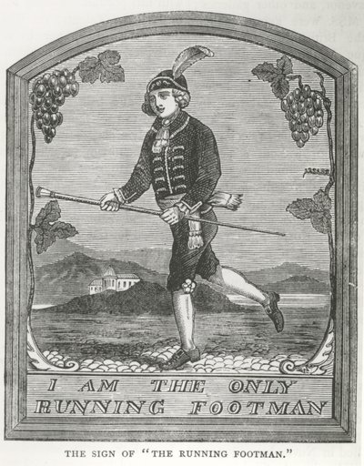 Nápis hostince "The Running Footman" (rytina) od Unbekannt