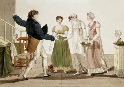 Módní návrhář v době 1. císařství ve Francii (1804-1815), rytina od Unbekannter Künstler