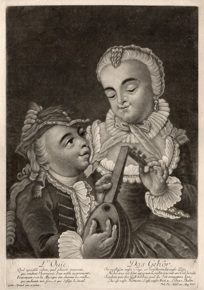 Slyšení, Augsburg, c.1760 (gravírování) od Unbekannter Künstler