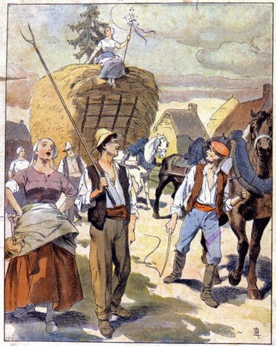 Poslední vůz s pšenicí v Beauce, cca 1910 (ilustrace) od Unbekannter Künstler