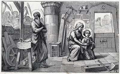 Pobyt v Egyptě. Abeceda dítěte Ježíše. Vydání 1932. Woodcarvings podepsané H G. Private Collection od Unbekannter Künstler