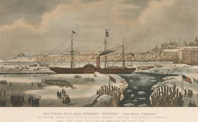 Parník Britannia společnosti Cunard Company opouští 3. února Bostonské doky (USA). od Unbekannter Künstler