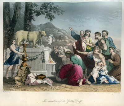 Uctívání zlatého telete - Bible od Unbekannter Künstler