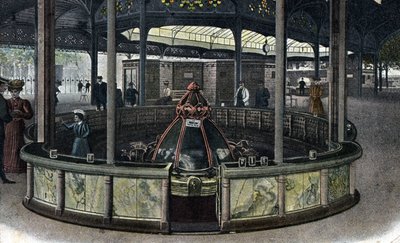 Termální turistika: la source de la sainte Grille a Vichy, Allier 1905 ca. (lázeňská turistika: pramen Sainte-Grille ve Vichy, Francie) od Unbekannter Künstler