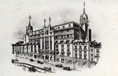 Termální turistika: pohled na hotel Carlton ve Vichy, Francie, kolem roku 1905 (pohlednice) od Unbekannter Künstler