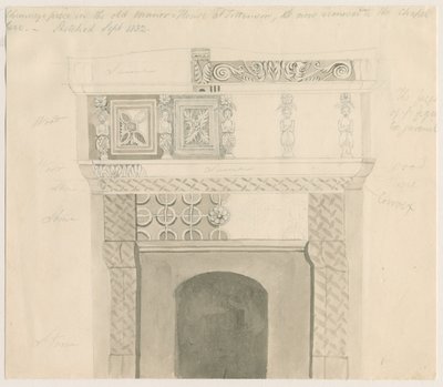 Tittenzor - Komínový kus v Manor House: kresba tužkou a lavírováním, září 1832 od Unbekannt
