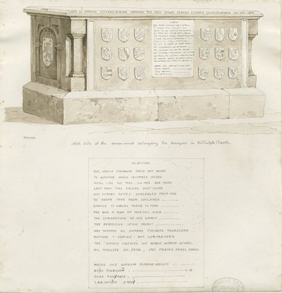 Hrobka v kostele Biddulph - "William Bowyer": sépiová kresba, 1837 od Unbekannt
