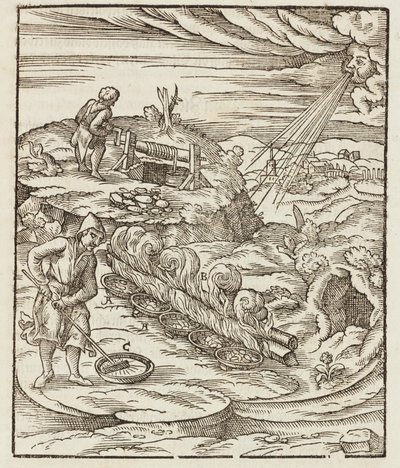Traitement du bismuth - Gravure extraite de Description des minerais et des Principles methodes d