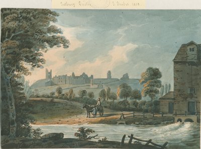 Hrad Tutbury - South East View: malba vodovými barvami, 1808 od Unbekannt