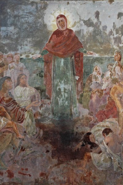 Ukrajina, Kyjev, Kyjev-Percherska Lavra (pravoslavný jeskynní klášter-pův. 1051), freska u vchodu od Unbekannt
