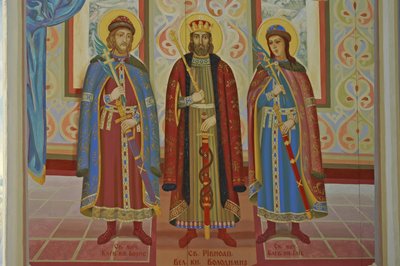 Ukrajina, Kyjev, pravoslavný klášter sv. Michala (orig1108, rekonst. 2001), vnější freska od Unbekannt