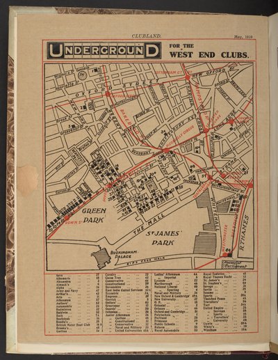 Underground pro kluby West End, květen 1910 od Unbekannter Künstler