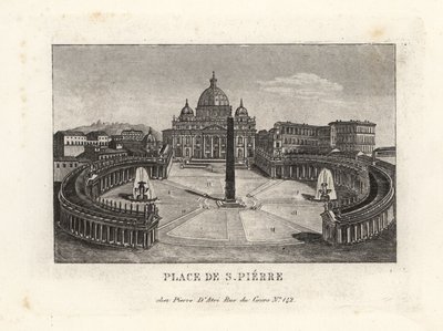 Pohled na náměstí svatého Petra, Piazza di S. Pietro, s bazilikou svatého Petra a staroegyptským obeliskem od Unbekannt