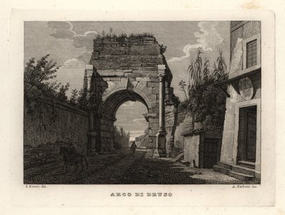 Pohled na oblouk Drusus, Arco di Druso, Řím od Unbekannt