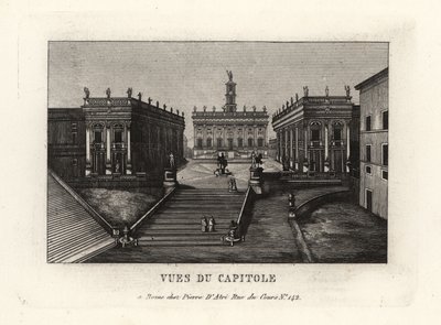 Pohled na Capitoline Hill. Piazza del Campidoglio, Palazzo Senatorio, Řím. od Unbekannt