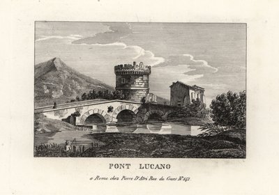 Pohled na most Lucano a mauzoleum Plautii, Pont Lucano nebo Ponte Lucano, na cestě do Tivoli od Unbekannt
