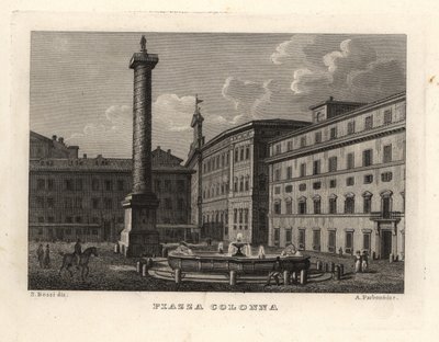 Pohled na Piazza Colonna se sloupem Marca Aurelia, Řím od Unbekannt