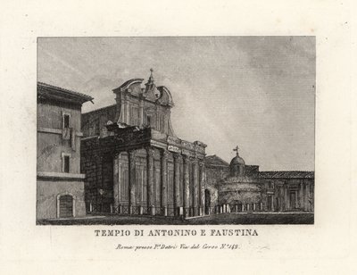 Pohled na chrám Antonina a Faustiny, Tempio di Antonino e Faustina, Forum Romanum, Řím od Unbekannt