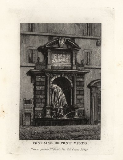 Pohled na fontánu mostu Ponte Sisto, Acqua Paola (nyní na náměstí Piazza Trilussa), Řím od Unbekannt