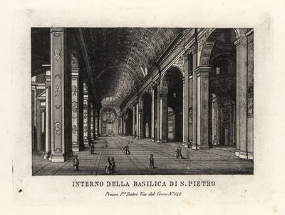 Pohled na interiér baziliky svatého Petra, Basilica Sancti Petri, Řím od Unbekannt