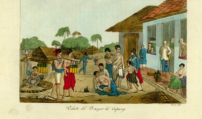 Pohled na trh v Kupang, Timor od Unbekannt
