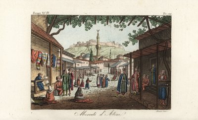 Pohled na trh nebo bazar v Aténách od Unbekannt