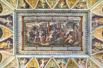 Pohled na klenbu Odysseovy komnaty, Palazzo della Prefettura, Bergamo, Itálie (foto) od Unbekannter Künstler
