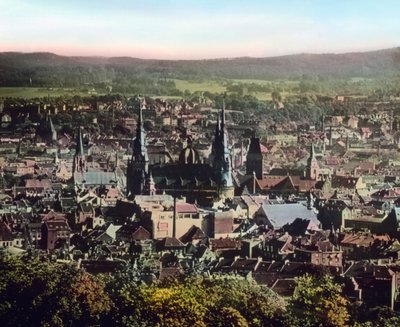 Pohled na město Cáchy s katedrálou v centru města od Unbekannter Künstler