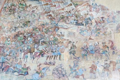 Nástěnné malby na portálu Qeysarieh, náměstí Naqsh-e Jahan Imam, Esfahan, Írán (freska) od Unbekannter Künstler