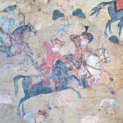 Seinämaalauksia Qeysarieh-portaalissa, Naqsh-e Jahan Imam Square, Esfahan, Iran (fresko) od Unbekannter Künstler