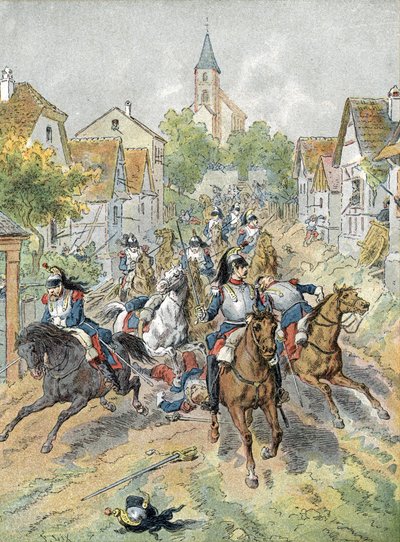 Válka 1870: útok kyrysníků během bitvy u Froeschwiller-Woerth (1870) od Unbekannter Künstler