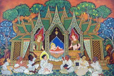 Thajský buddhistický chrám Wat Ananda Metyarama. Narození Siddhartha Gautama (běžně známý jako Buddha), 20160818, Singapur, Singapur od Unbekannt