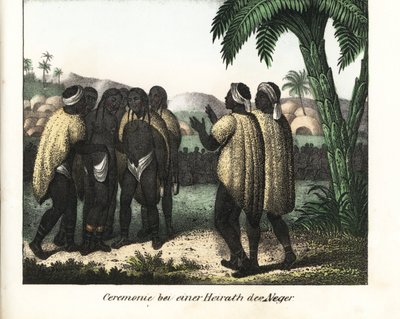 Svatební obřad v jednom senegalském kmeni. Litografie pro knihu: "Friedrich Wilhelm Goedsche (1785-1863), vydání Míšeň (Německo). od Unbekannter Künstler