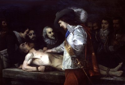 William Harvey (1578-1657), anglický lékař a fyziolog, zde ukazuje krevní oběh. od Unbekannter Künstler