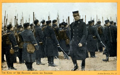 1. světová válka: Albert I. Belgický se svými vojáky (pohlednice) od Unbekannter Künstler