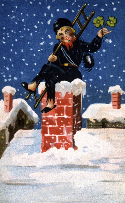 Mladý kominík s jetelem pro štěstí, asi 1920 (ilustrace) od Unbekannter Künstler