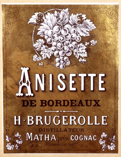 etiketa láhve Anisette de Bordeaux, konec 19. století od Unbekannter Künstler