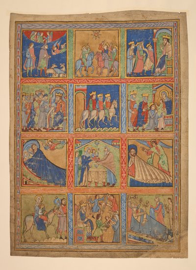 F. 1: Série 24 miniatur ze života Kristova; Sedm výstřižků z iluminovaných rukopisů. 12. století-15. století Sedm výstřižků z iluminovaných rukopisů. 12. století-15. století od Unbekannter Künstler