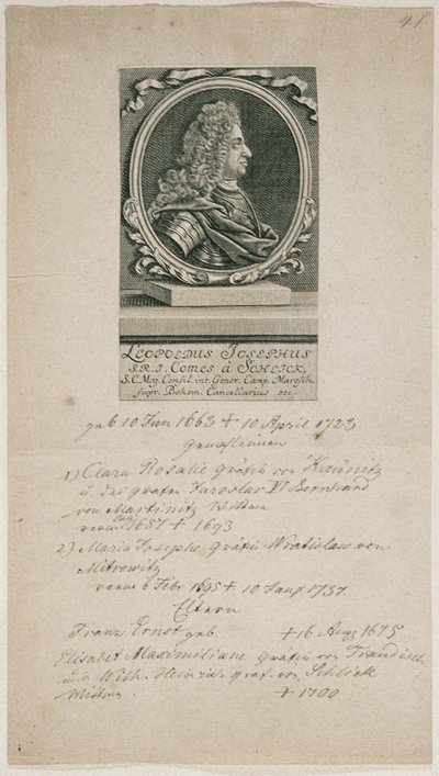Polní maršál Leopold Joseph von Schlik od Unbekannter Stecher