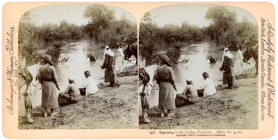Křest v řece Jordán, Palestina, 1896. od Underwood and Underwood